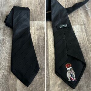 Nick(it) Silk Tie with Stripe Detail - Black - New York London Brand